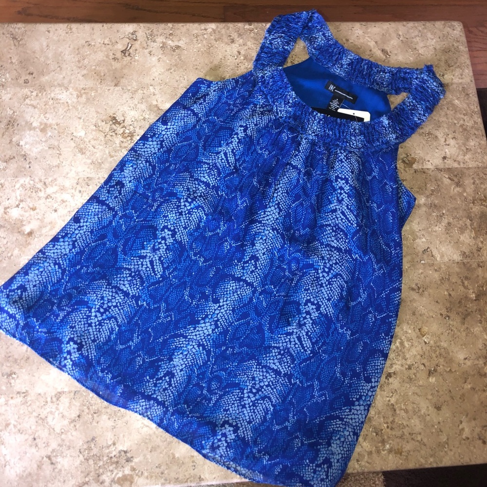NWT INC 100% Pure Silk Snakeskin Striped Blouse - Picture 2 of 7